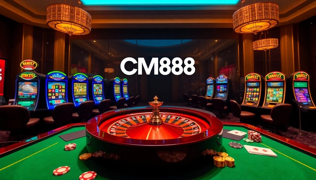 Exciting gaming scene at CM88 casino with roulette wheel and colorful chips.