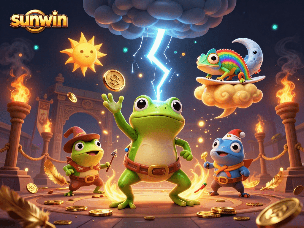 Experience sunwin’s vibrant casino magic with a golden storm in a captivating scene.