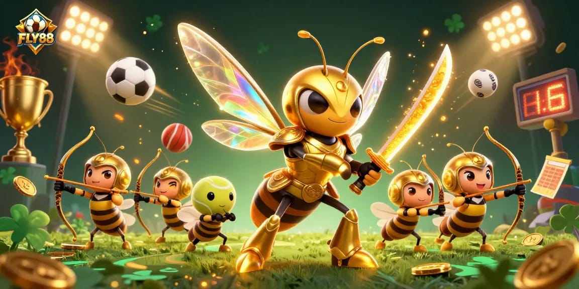 Play thrilling games at FLY88 with a vibrant, dynamic 3D casino scene full of excitement.