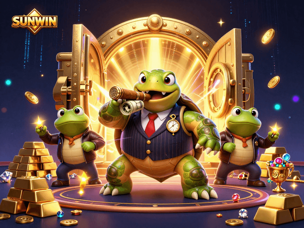 SUNWIN provides an exhilarating gaming experience, showcasing vibrant casino elements and engaging character interactions.