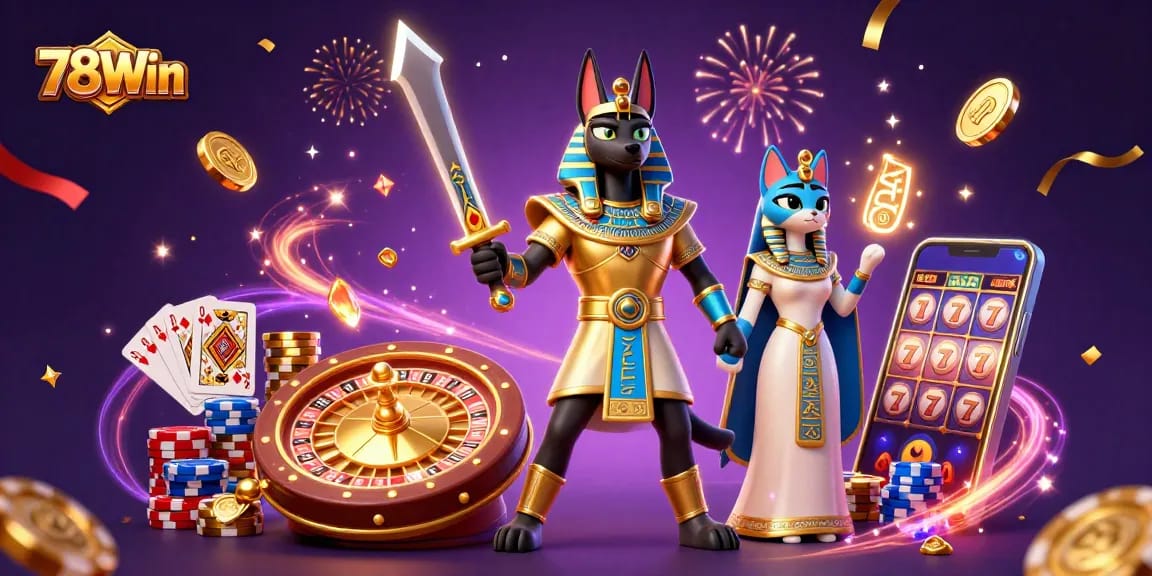 Experience thrilling gameplay with 78Win's exciting casino action featuring ancient Egyptian warriors and golden treasures.