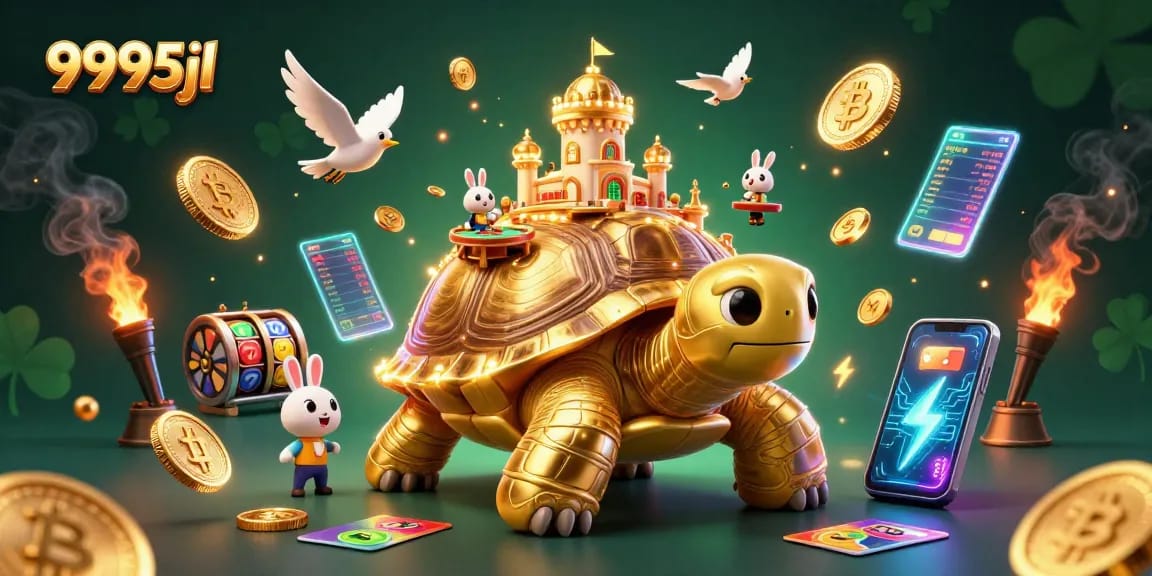 Experience the thrill of 9995jl with a golden tortoise casino featuring lively elements.