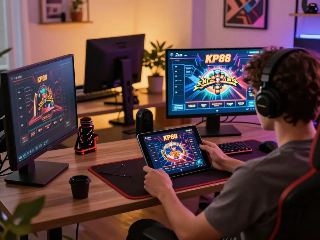 Engaging online gaming session on the KP88 app, showcasing a player immersed in strategic gameplay.