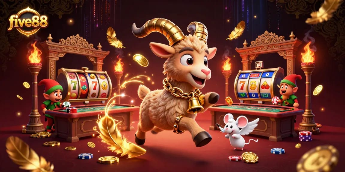 Experience the excitement at five88 with a vibrant casino scene brimming with action and festive cheer.