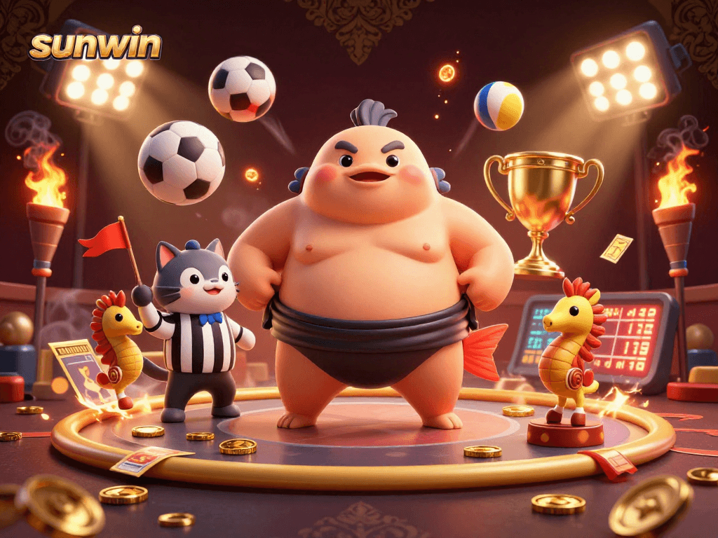 Experience thrilling moments at sunwin with our dynamic casino scene featuring a playful fugu.
