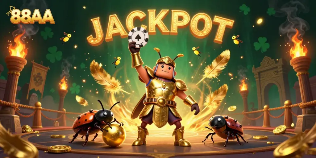 Experience the thrill of winning at 88AA with vibrant casino elements and characters celebrating a jackpot.