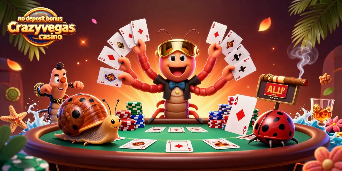 Engage with the vibrant no deposit bonus crazyvegas casino scene showing lively characters and dynamic poker elements.