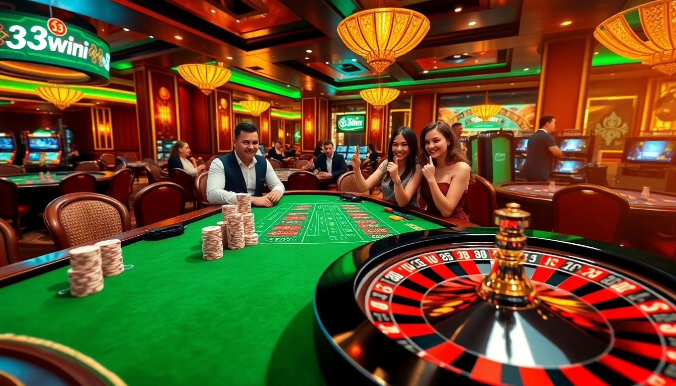 Experience the excitement of 33win1 with vibrant casino games and professional players engaged in thrilling actions.