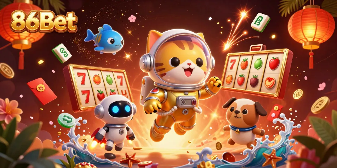 Experience thrilling gameplay with 86Bet in this vibrant casino-themed illustration