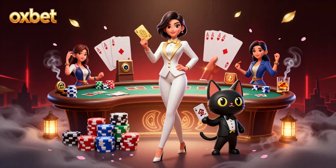 Play poker at OXBET with a glamorous dealer and dynamic gaming atmosphere.