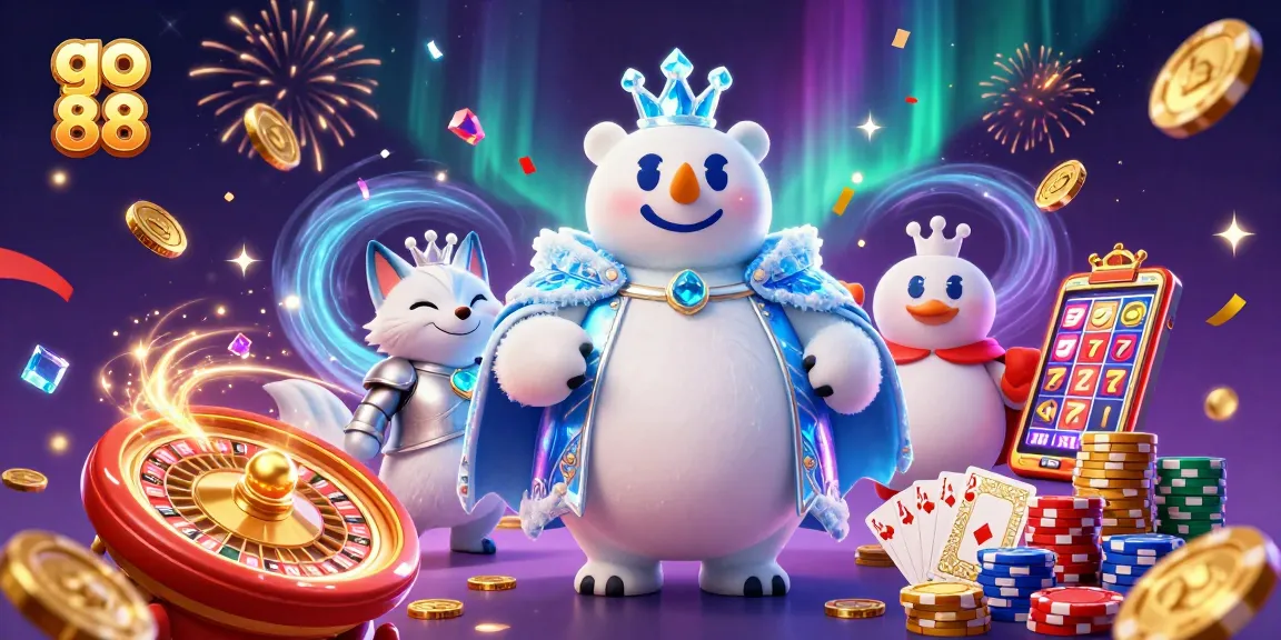 Win with go 88 by spinning the roulette and catching lucky gems in this vibrant casino scene.