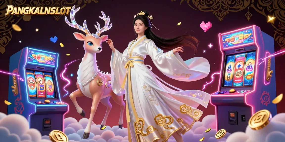 PANGKALANSLOT online gaming scene with dynamic characters, slot machine elements, and vibrant visuals.