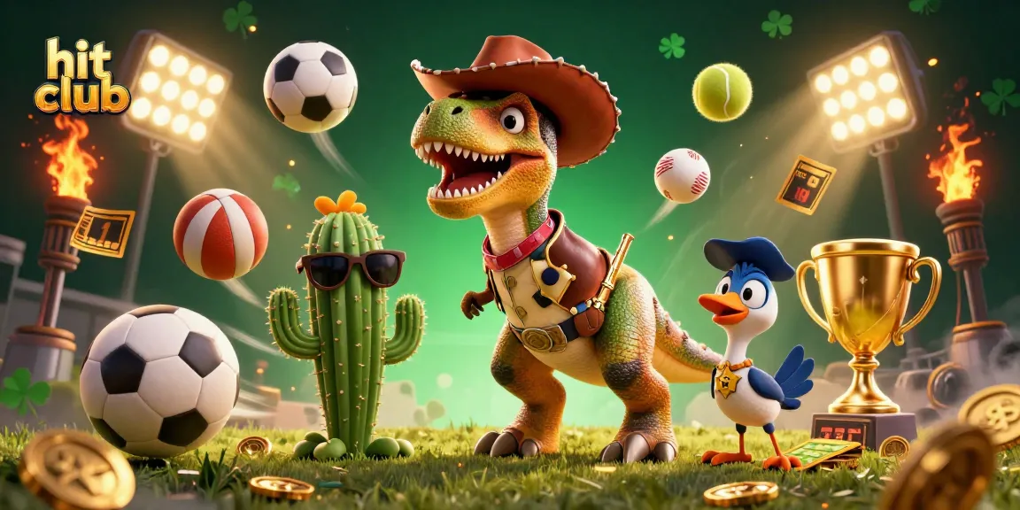 Join the gaming action at hit club with an exciting sports-themed 3D illustration.