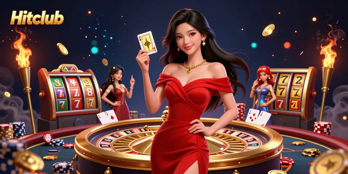 Hitclub offers a stunning gaming experience with beautiful visuals surrounded by vibrant casino elements.