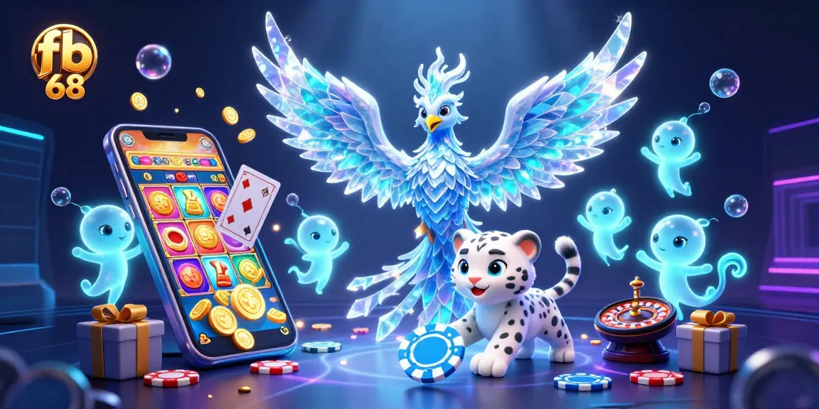 Witness the magic of fb 68 as the ice phoenix interacts with poker chips in a vibrant casino setting.