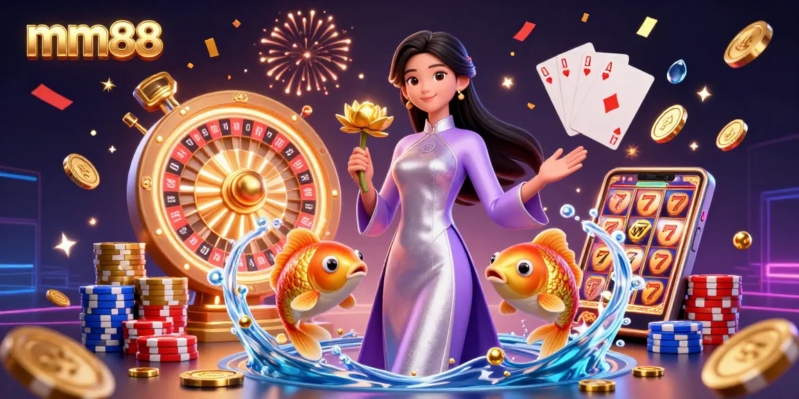Experience the thrill of betting at mm88 with captivating casino elements and winning symbols.
