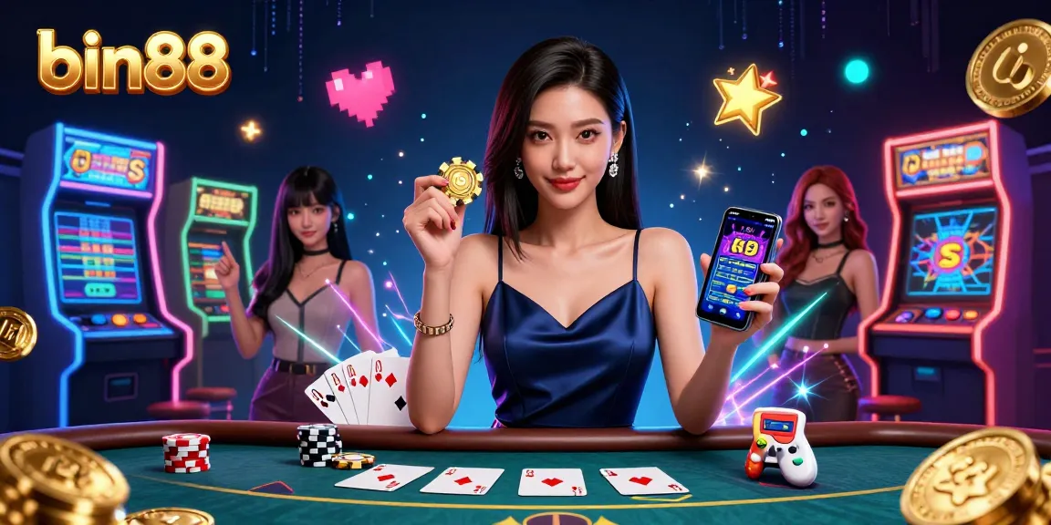 Experience thrilling poker action at bin88 with a confident player showcasing a casino app.