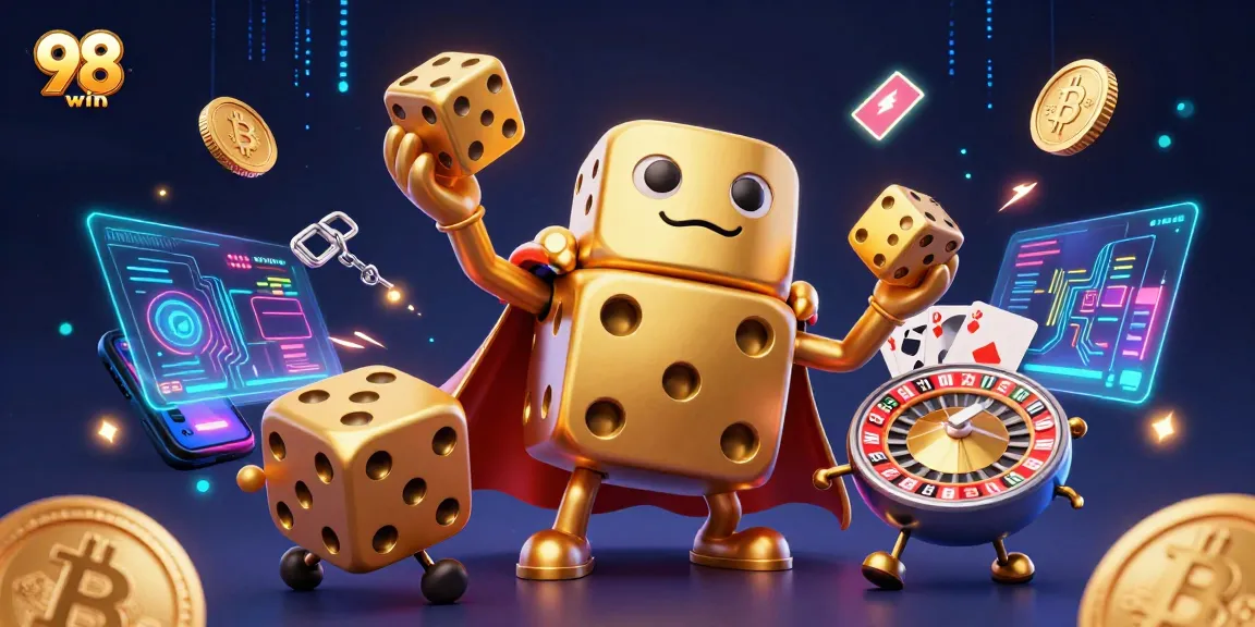 Experience the thrill of gaming with 98 win's vibrant casino elements and crypto excitement.